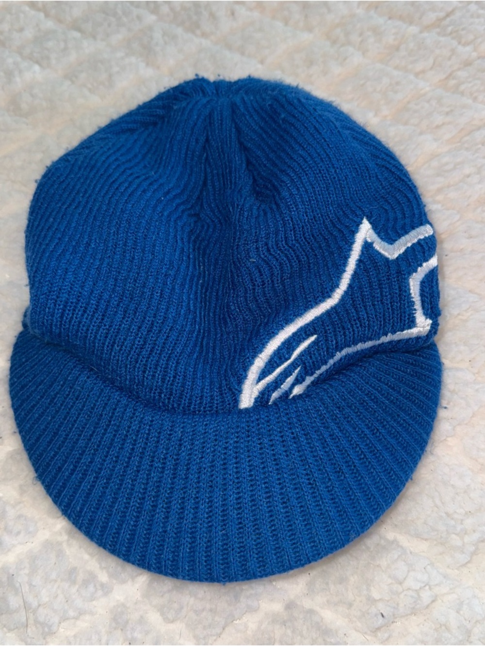 Y2K Blue Alpinestar Corp Shift Knit Beanie Hat